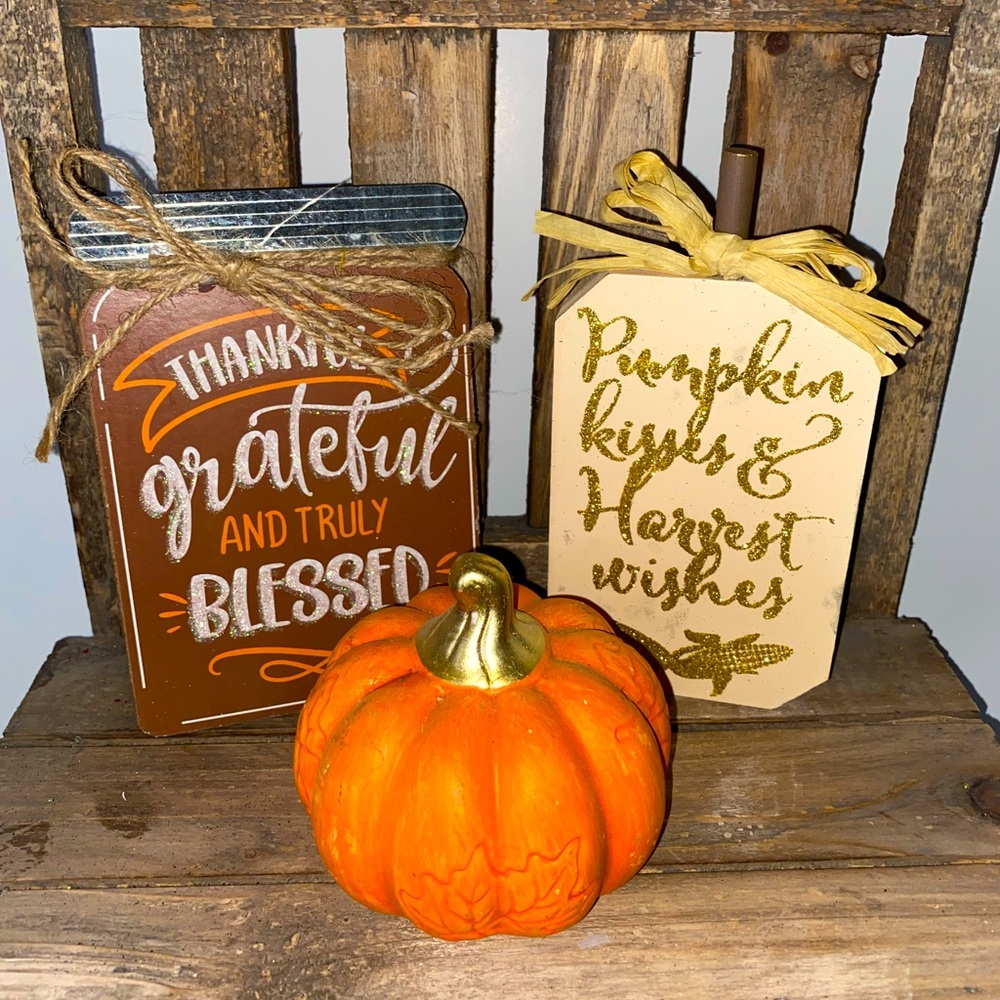 Fall decor pumpkin trio
